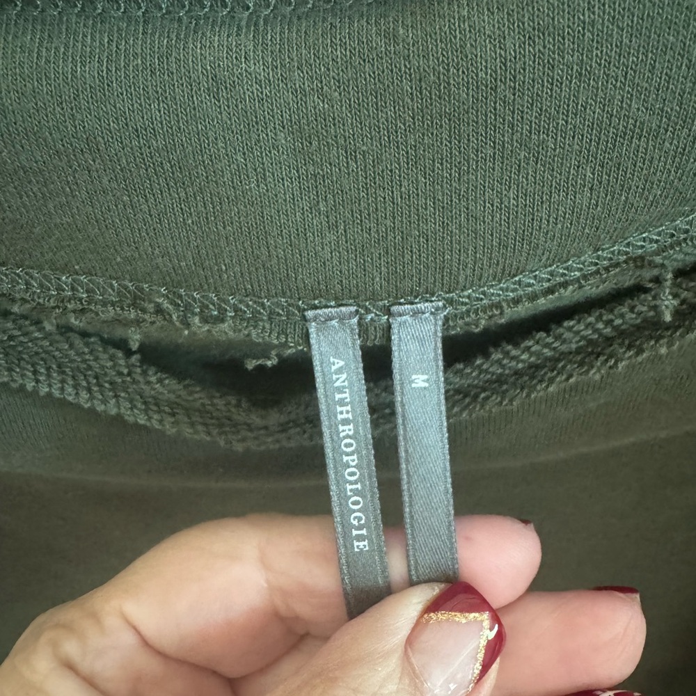 Anthropologie Forest Green Knit Top with button detail on sides - Picture 4 of 7